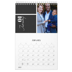 Calendrier Fête de l'année multi photo moderne gris personn