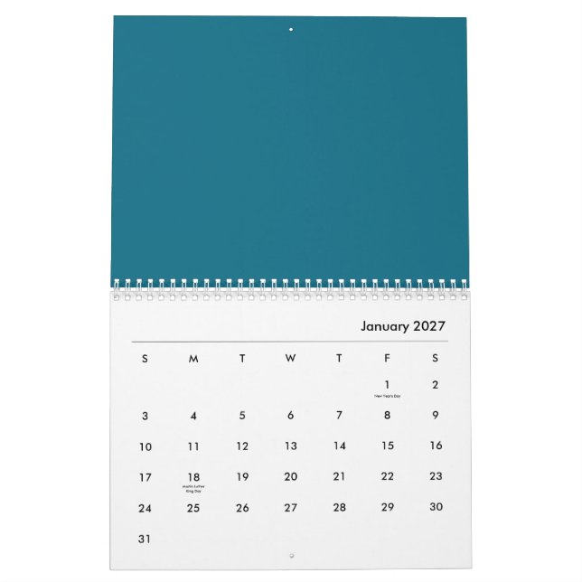 Calendrier feuilles d'arbre (Jan 2027)