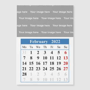 Calendrier février 2022 Carte magnétique