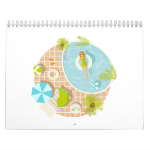 Calendrier Fille de piscine en bikini plage d'été