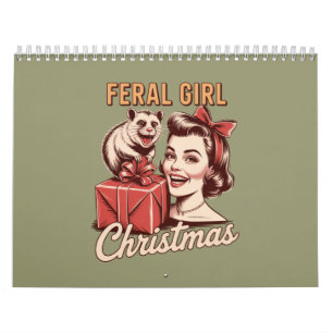 Calendrier Fille sauvage Noël Opossum Xmas Rétro Déchets