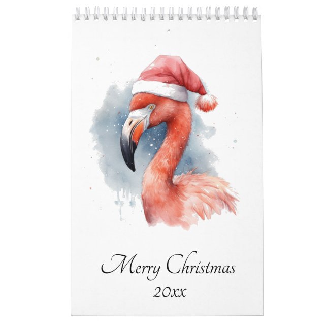 Calendrier Flamant rose de Noël personnalisable (Protection)