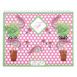 Calendrier Flamants roses de Flamant rose rose Palm 2024 Terr