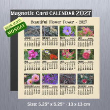 Calendrier Fleur 2027 - Carte magnétique Semaine L