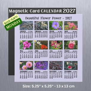 Calendrier Fleur 2027 - Carte magnétique Semaine L