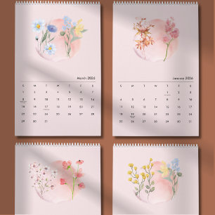 Calendrier Fleur Aquarelle 2026