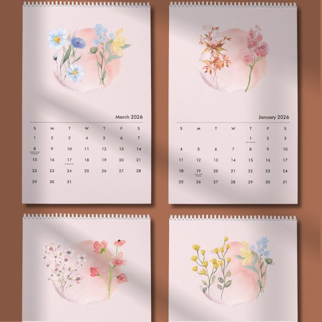 Calendrier Fleur Aquarelle 2026 (Créateur téléchargé)