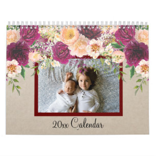 Calendrier Fleur aquarelle Belle photo de famille