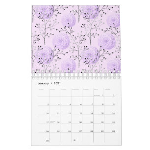 Calendrier Fleur botanique florale de couleur violette