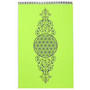 Calendrier Fleur de vie - Ornements Vintages or bleu