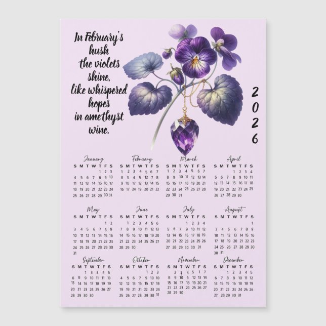 Calendrier Fleur et Améthyste de Février  (Devant)