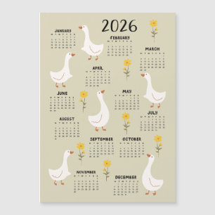 Calendrier Fleur sauvage et oie jaune 2026 - Beige