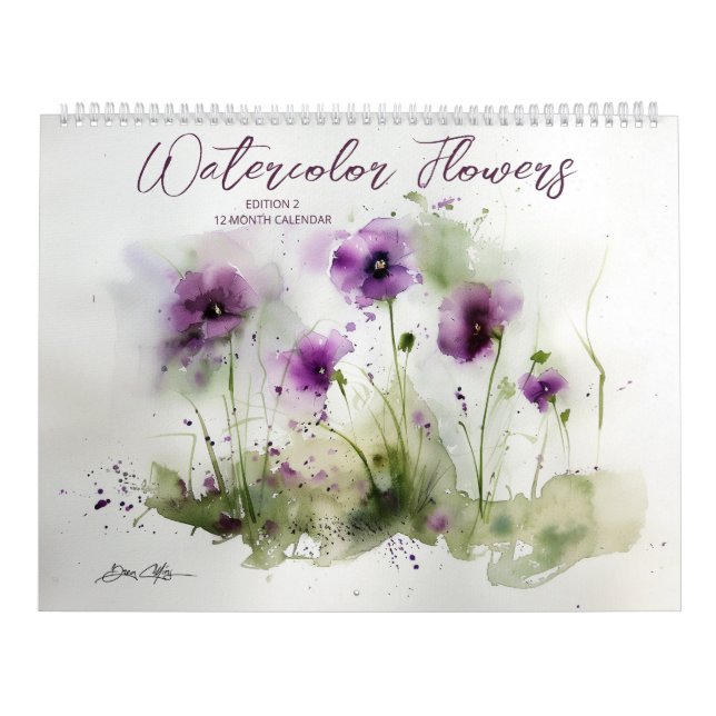 Calendrier Fleurs à l'aquarelle : Édition 2 (Protection)