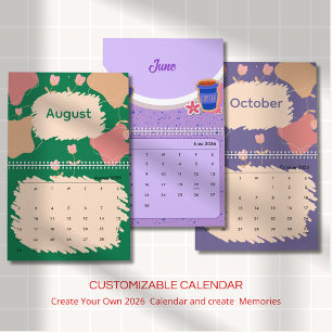 Calendrier Fleurs Abstraites Brillantes Pastel