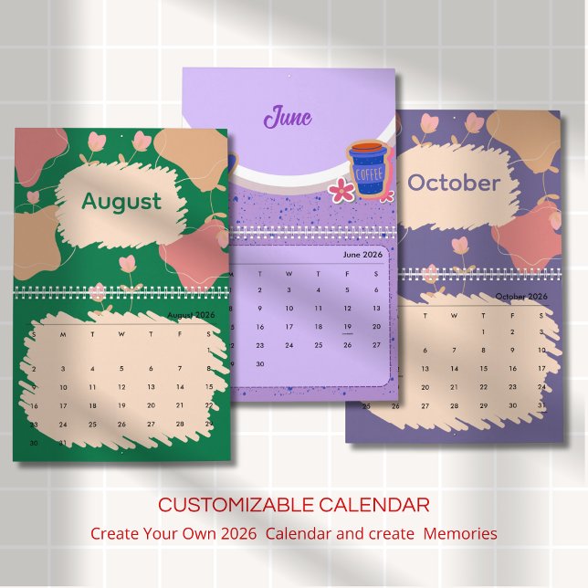 Calendrier Fleurs Abstraites Brillantes Pastel (Créateur téléchargé)
