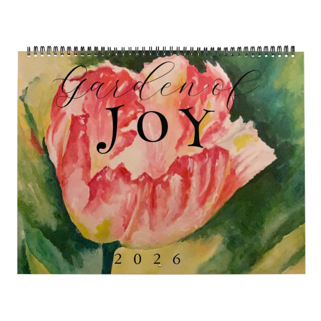 Calendrier Fleurs Aquarelle Deux Pages 12 Mois  (Protection)