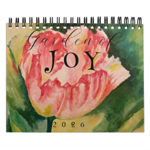 Calendrier Fleurs Aquarelle Deux Pages 12 Mois