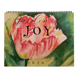 Calendrier Fleurs Aquarelle Deux Pages 12 Mois
