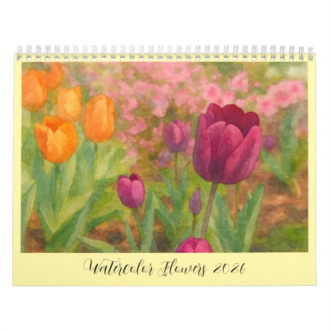 Calendrier Fleurs aquarelles 2026 (Protection)