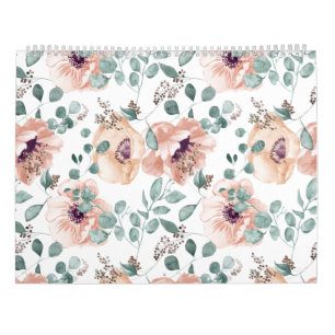 Calendrier Fleurs Aquarelles Chic Blush  