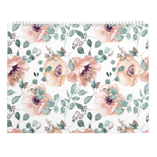 Calendrier Fleurs Aquarelles Chic Blush   (Dos)