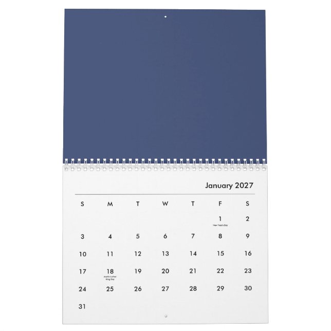 Calendrier Fleurs bleues (Jan 2027)