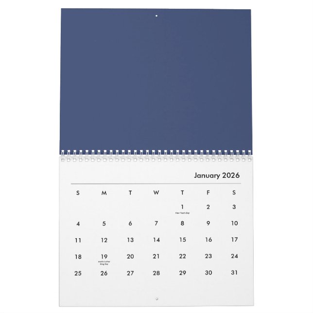 Calendrier Fleurs bleues (Jan 2026)