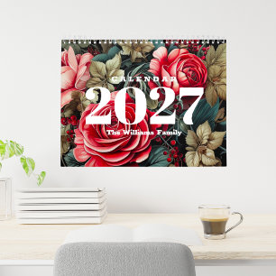 Calendrier Fleurs Botaniques Vintage Mensuel 2027