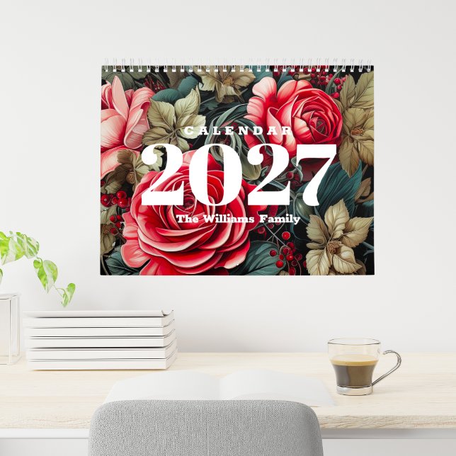 Calendrier Fleurs Botaniques Vintage Mensuel 2027 (Vintage Botanical Flowers Monthly 2027 Calendar
)
