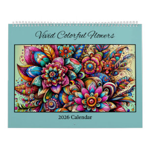 Calendrier Fleurs Colorées Vivides 2026