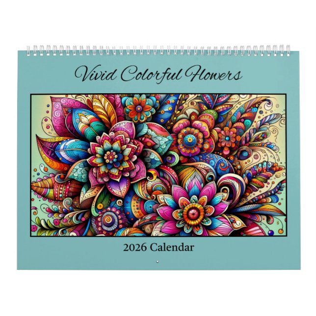 Calendrier Fleurs Colorées Vivides 2026 (Protection)