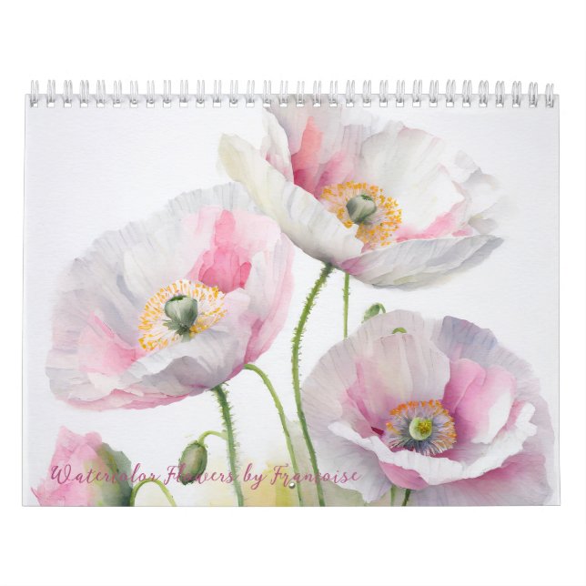 Calendrier Fleurs d'aquarelle par Francoise 12 mois (Protection)