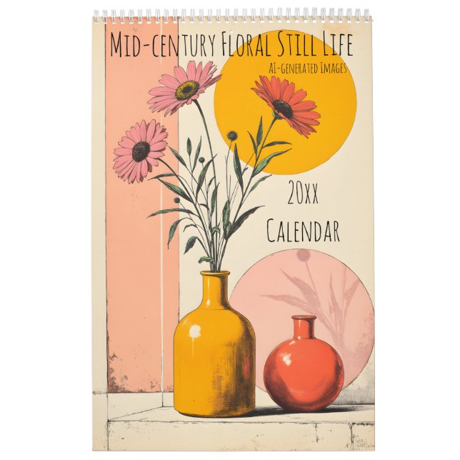 Calendrier Fleurs de milieu de siècle en vie simple page (Protection)