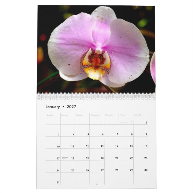 Calendrier Fleurs d'Hawaï (Jan 2027)