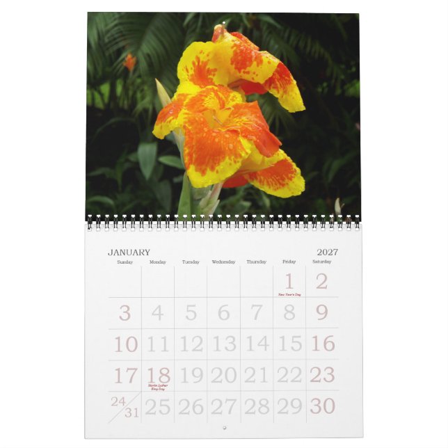 Calendrier Fleurs du Costa Rica (Jan 2027)