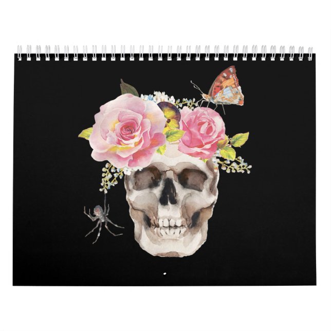 Calendrier Fleurs du crâne Araignée papillon Halloween Cadeau (Protection)