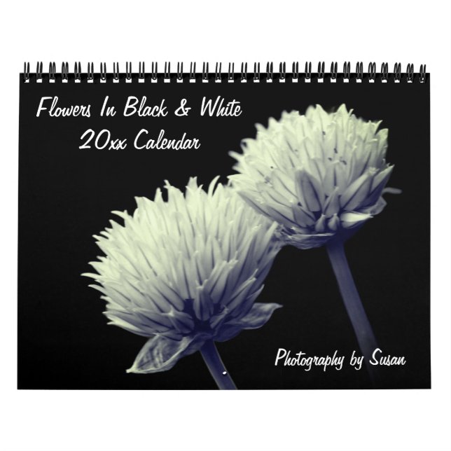 Calendrier Fleurs en noir et blanc (Protection)