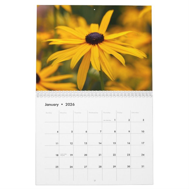 Calendrier Fleurs jaunes (Jan 2026)