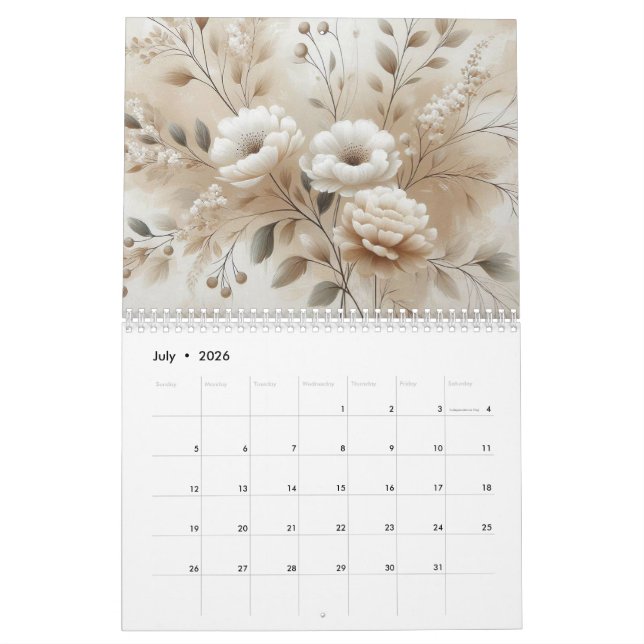 Calendrier Fleurs modernes (Jul 2026)