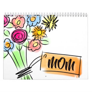 Calendrier Fleurs pour l'étiquette Maman