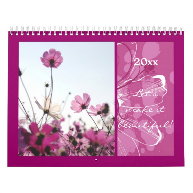 Calendrier Fleurs roses florales nature joyeuses vacances des (Protection)