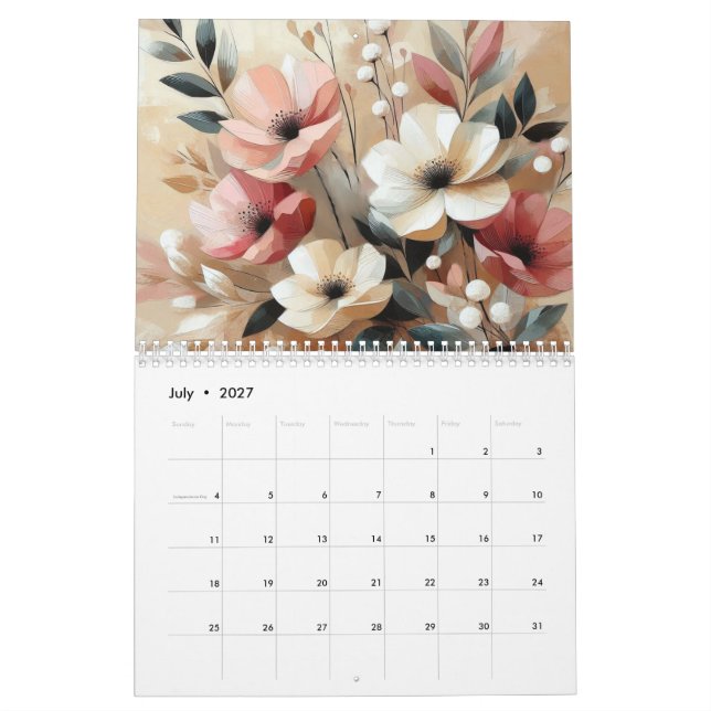 Calendrier Fleurs roses modernes (Jul 2027)