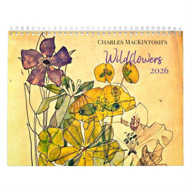 Calendrier Fleurs sauvages d'aquarelle de Charles Mackintosh  (Protection)