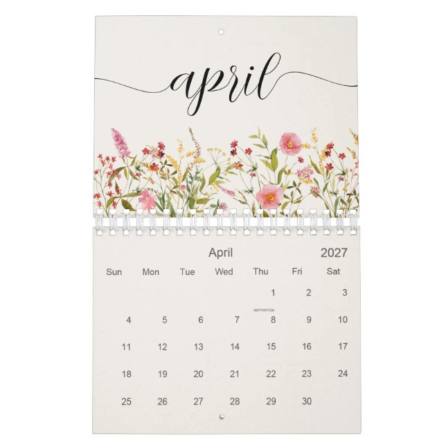 Calendrier Fleurs sauvages personnalisés (Apr 2027)