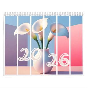 Calendrier floral au lys calla élégant 2026