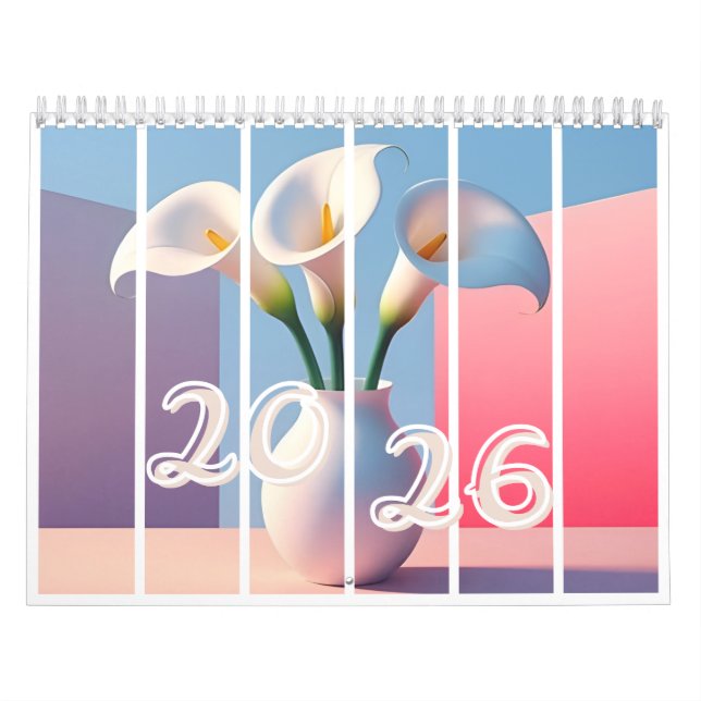 Calendrier floral au lys calla élégant 2026 (Protection)