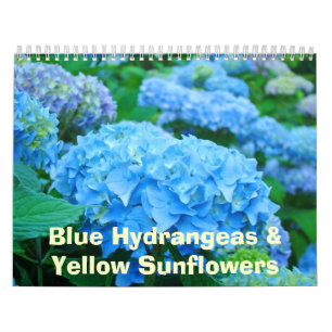 Calendrier Floral Hydrangée Bleue Fleurs de soleil