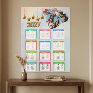 Calendrier floral rose 2027 avec photo personnalis