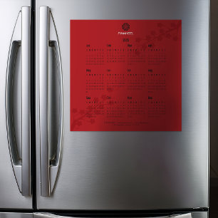 Calendrier floral rouge gras