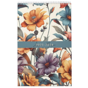Calendrier Floral rustique vintage élégant élégant